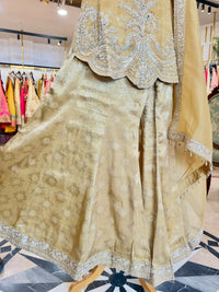 Champagne Gold Tissue Silk Embroidered Sharara Set
