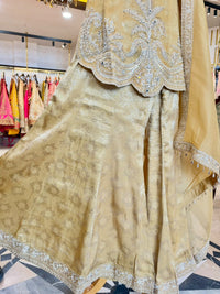 Champagne Gold Tissue Silk Embroidered Sharara Set