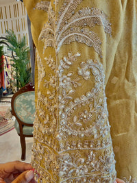 Champagne Gold Tissue Silk Embroidered Sharara Set
