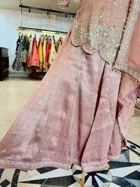Blush Pink Tissue Silk Embroidered Sharara Set