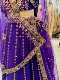 Royal Purple Embroidered Bridal Lehenga Set