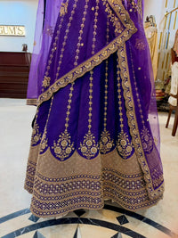 Royal Purple Embroidered Bridal Lehenga Set