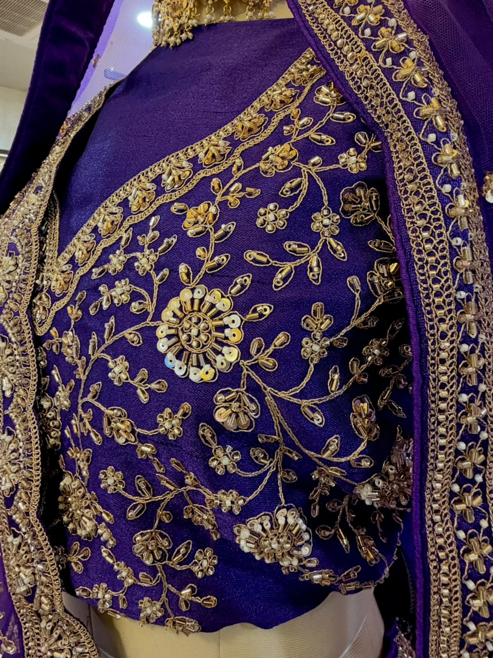 Royal Purple Embroidered Bridal Lehenga Set