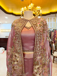 Dusty Rose Embroidered Tissue Silk Jacket Set