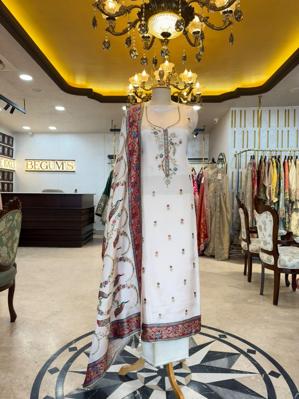 Ivory White Embroidered Ensemble