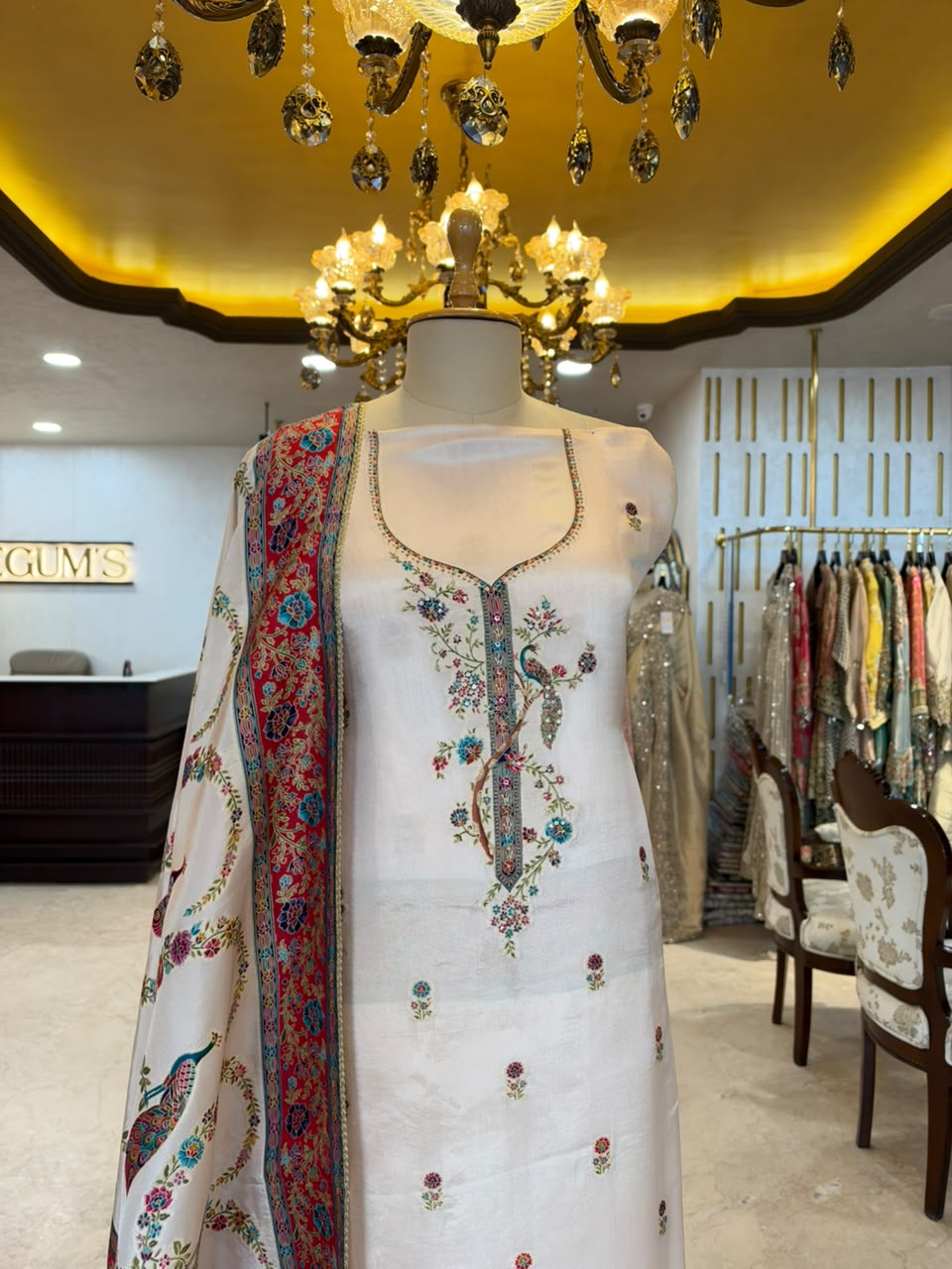 Ivory White Embroidered Ensemble
