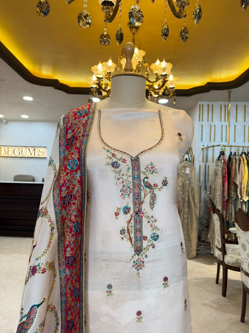 Ivory White Embroidered Ensemble