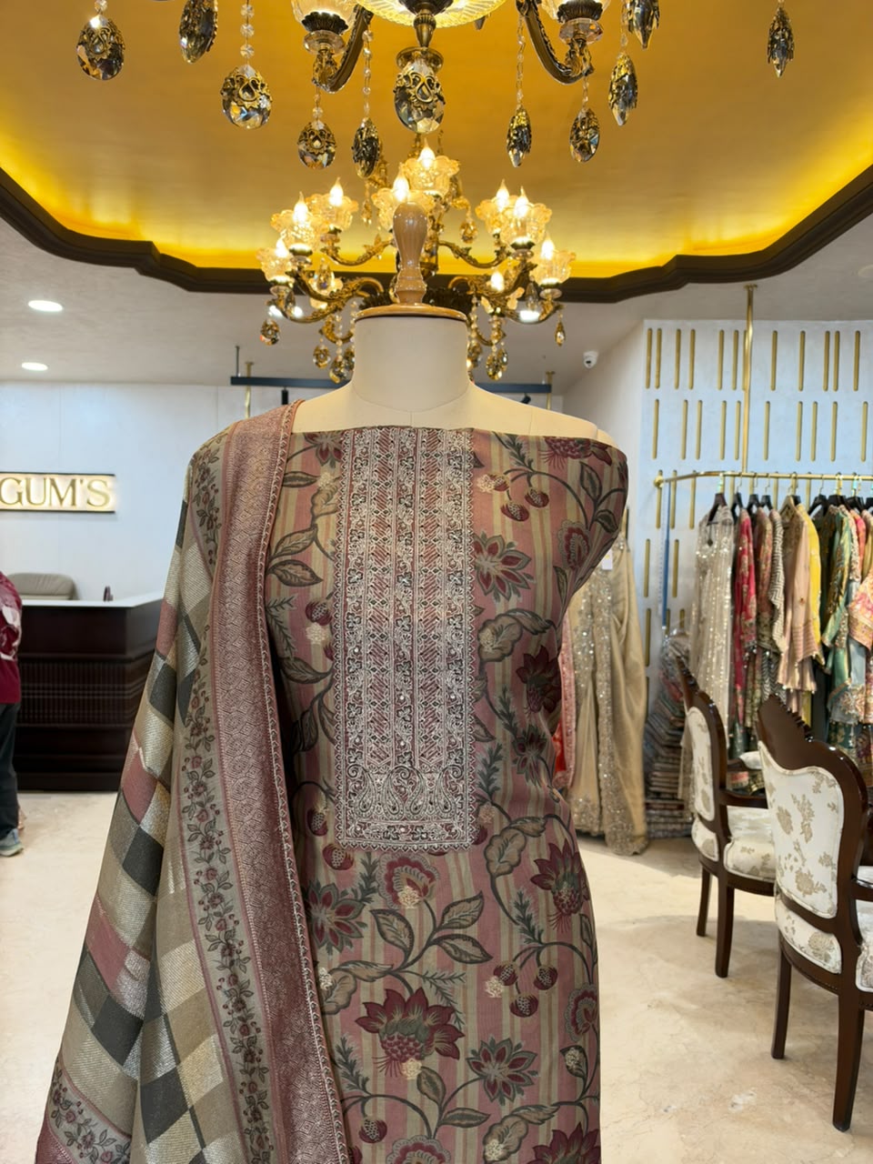 Dusty Mauve Embroidered Ensemble
