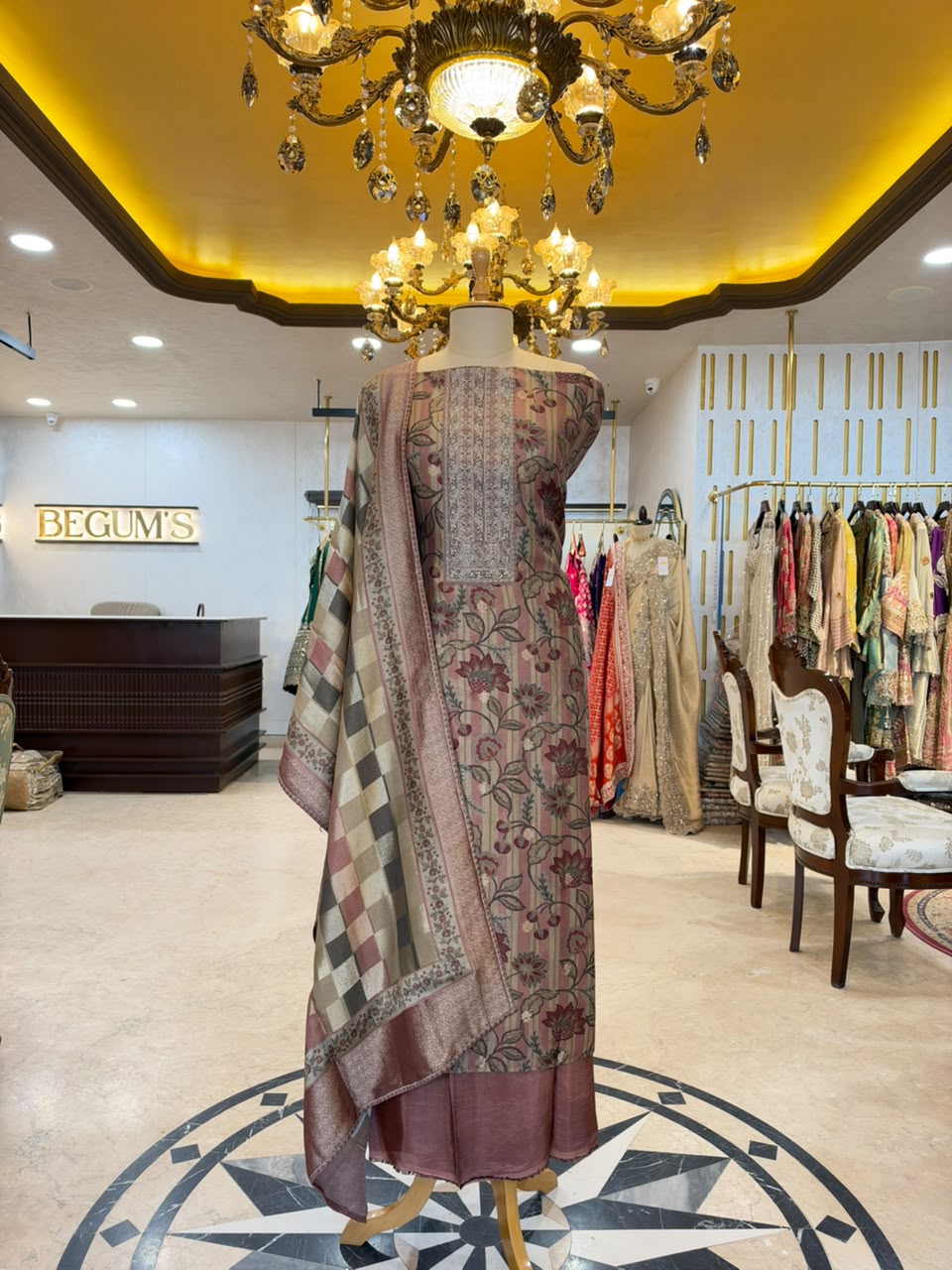 Dusty Mauve Embroidered Ensemble