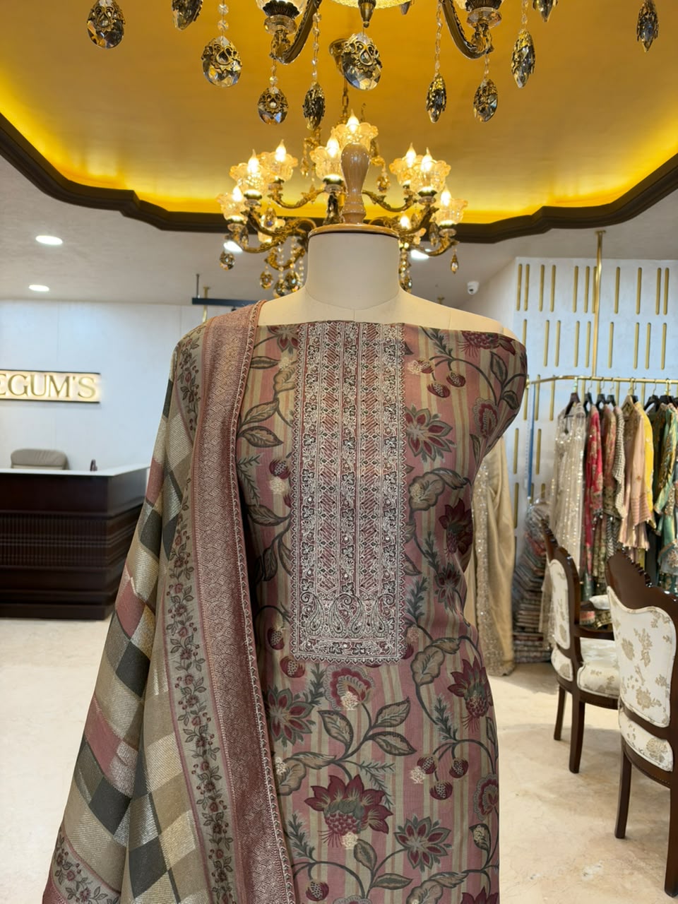 Dusty Mauve Embroidered Ensemble