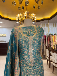 Teal Blue Embroidered Ensemble