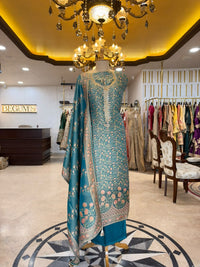 Teal Blue Embroidered Ensemble