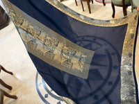 Silver Grey & Navy Blue Embroidered Velvet Silk Blend Kurta Set with Dupatta