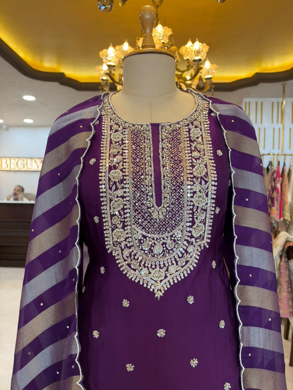 Royal Purple Embroidered Ensemble