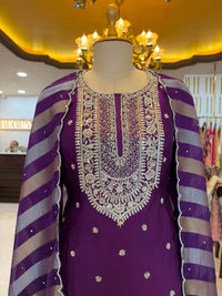Royal Purple Embroidered Ensemble