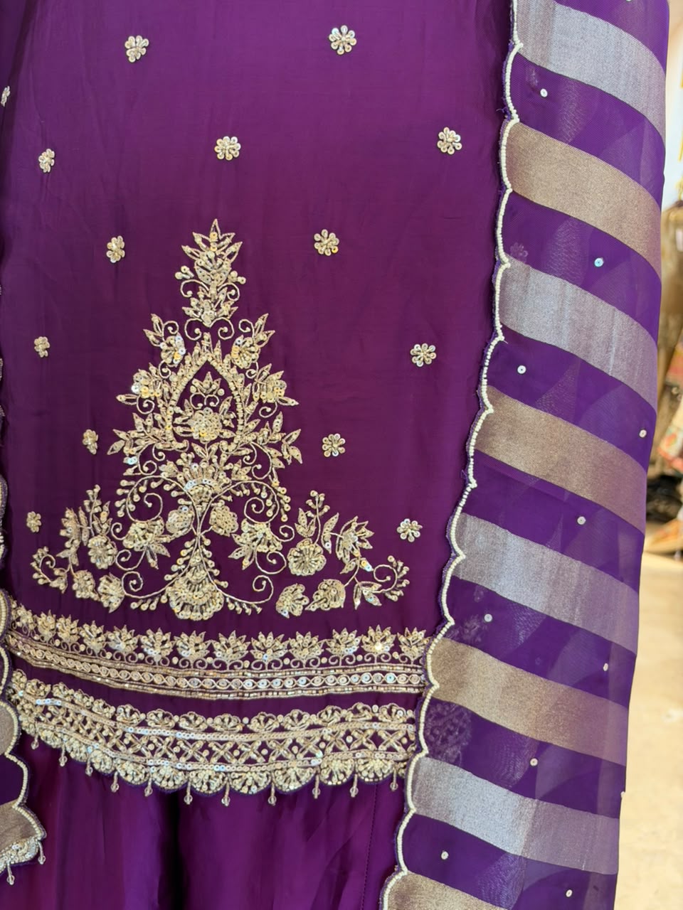 Royal Purple Embroidered Ensemble