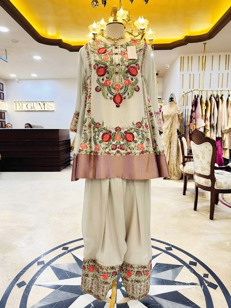 Regal Ivory & Red Embroidered Choga & Farshi Set