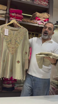 Sage Green Embroidered Choga Set